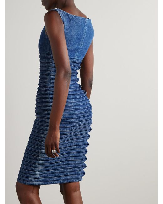Versace Blue Appliquéd Denim Mini Dress