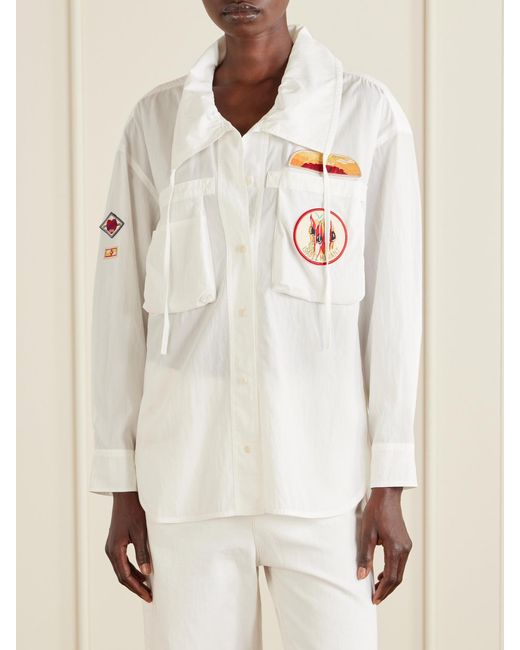 Isabel Marant White Chely Appliquéd Tencel Lyocell Shirt