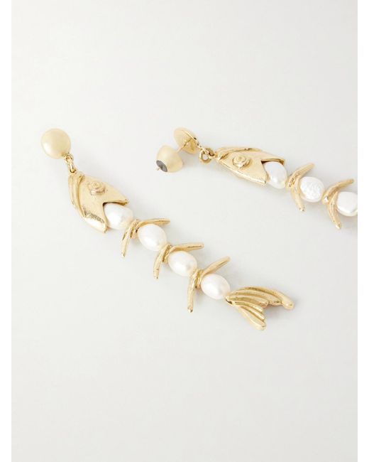 ALÉMAIS White Calypso-Tone And Pearl Drop Earrings