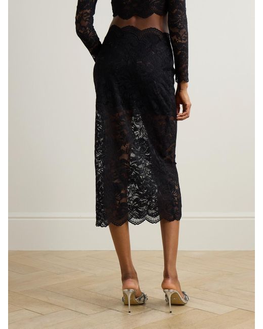 Rabanne Black Midirock Aus Spitze Mit Wellenkante