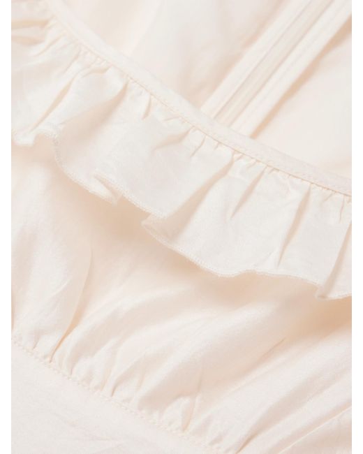 Robe Longue En Voile De Coton Et De Soie Mélangés À Broderie Anglaise, Volants Et Festons Yolande Thierry Colson en coloris Natural