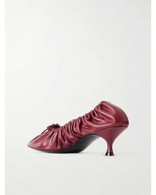 Herbert Levine Gather Around 55 Bow-Detailed Gathered Leather Pumps