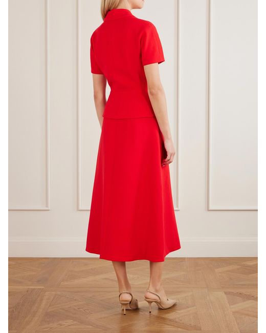 Emilia Wickstead Red Alexina Wool-Crepe Midi Dress