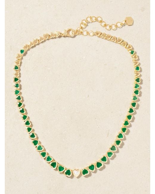 SHAY Natural 18-Karat, Emerald And Diamond Necklace