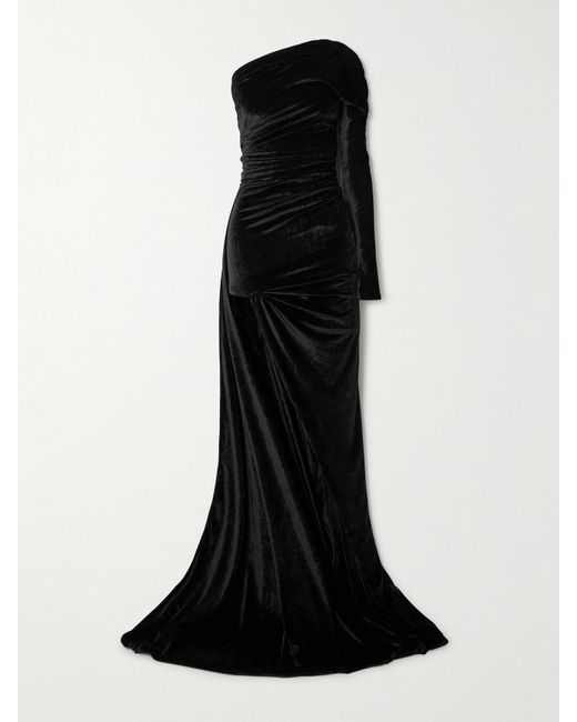 Balenciaga Black Asymmetrisches Kleid Aus Samt
