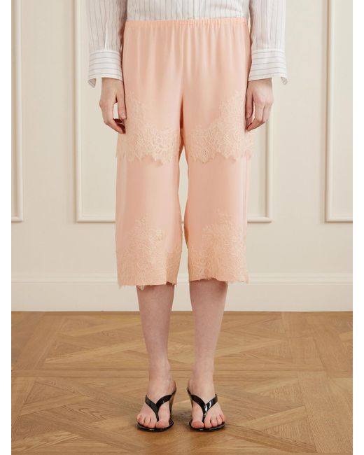Aflalo White Auden Lace-Trimmed Silk-Satin Shorts