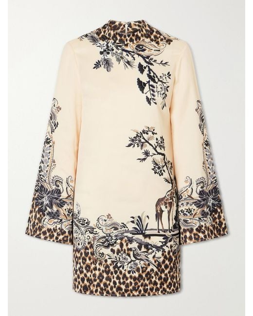 Etro Natural Printed Satin Mini Dress