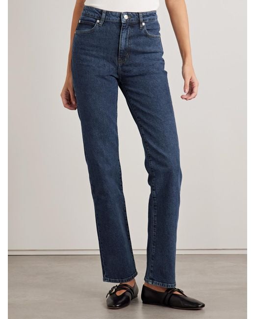 FRAME Blue The Ruler Hoch Sitzende Jeans Mit Schmalem Bein
