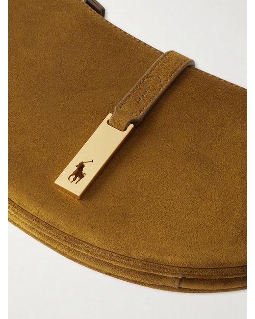 Polo Ralph Lauren Green Polo Id Small Suede Shoulder Bag