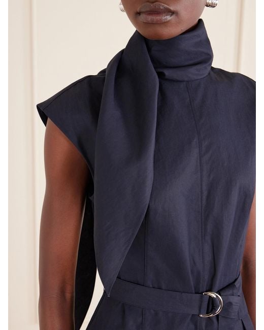 Adam Lippes Blue Akane Belted Tie-Detailed Cotton-Poplin Maxi Dress