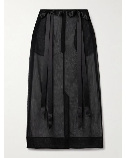Simone Rocha Black Midirock Aus Tüll Mit Schleifen Aus Satin