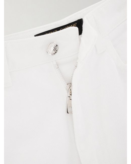 Dolce & Gabbana White Cotton-Twill Flared Pants