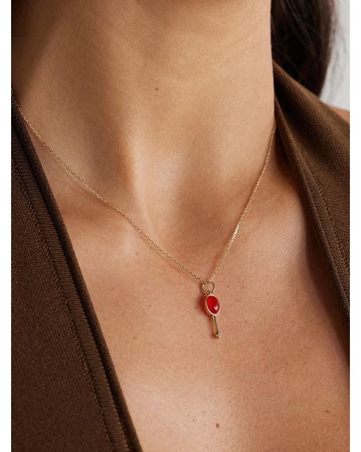Loren Stewart White Stellar Key 14-Karat And Opal Necklace