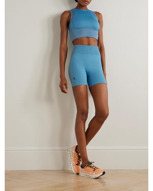 On Shoes Blue Studio Shorts Aus Geripptem Stretch-Material