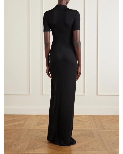 Christopher Esber Black Fusion Ruched Jersey Maxi Dress