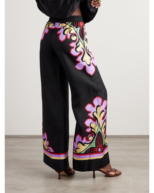 LaDoubleJ Blue Icon Palazzo Printed Silk-Twill Wide-Leg Pants