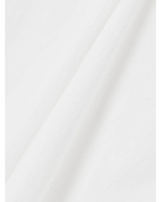 St. Agni White Crinkled Cotton-Blend Poplin Halterneck Maxi Dress