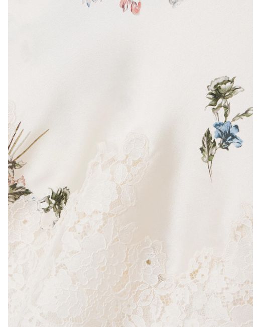 Doen Natural Elowette Lace-Trimmed Floral-Print Silk-Satin Skirt