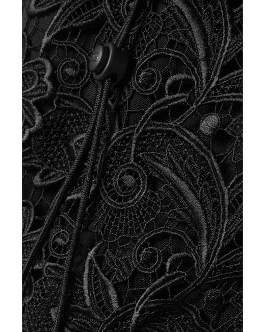 Dolce & Gabbana Black Quilted Nylon, Satin And Macramé Lace Half-Zip Sweatshirt
