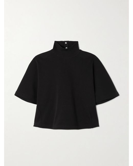 Alaïa Black Cropped Cotton-Jersey Turtleneck T-Shirt