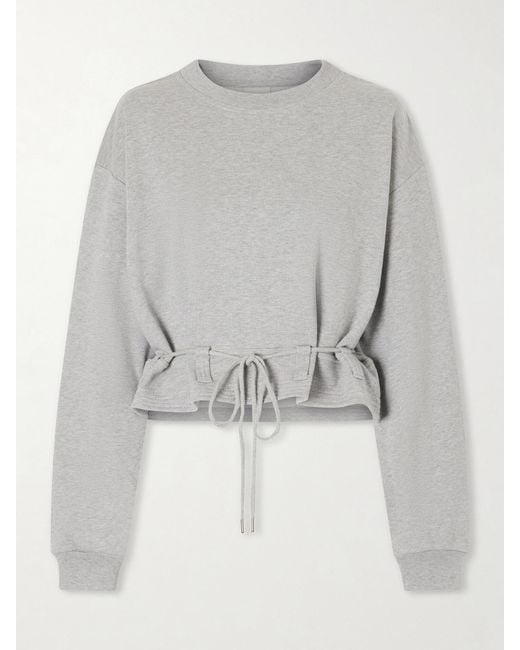 Dries Van Noten Gray Ruffled Cotton-Jersey Sweatshirt