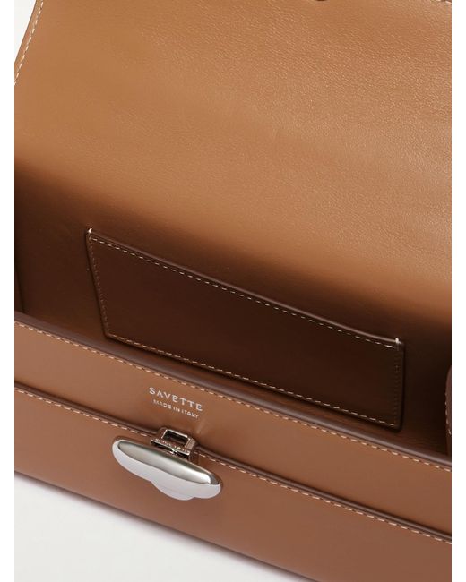 SAVETTE Brown Symmetry Pochette Leather Tote