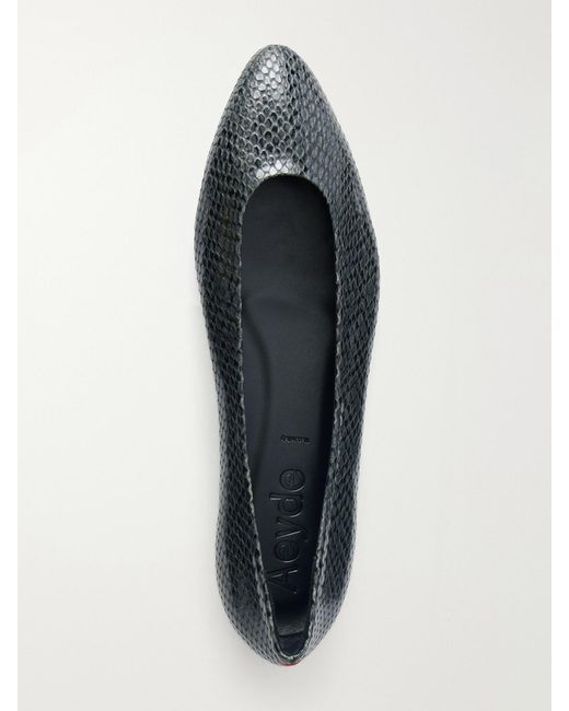 Aeyde White Ellie Snake-Effect Leather Ballet Flats