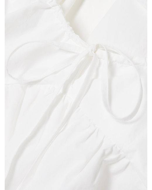 Deiji Studios White Double V Minikleid Aus Biobaumwollpopeline Zum Binden