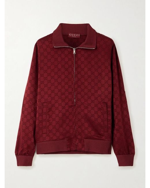 Gucci Red Satin-Jacquard Track Jacket