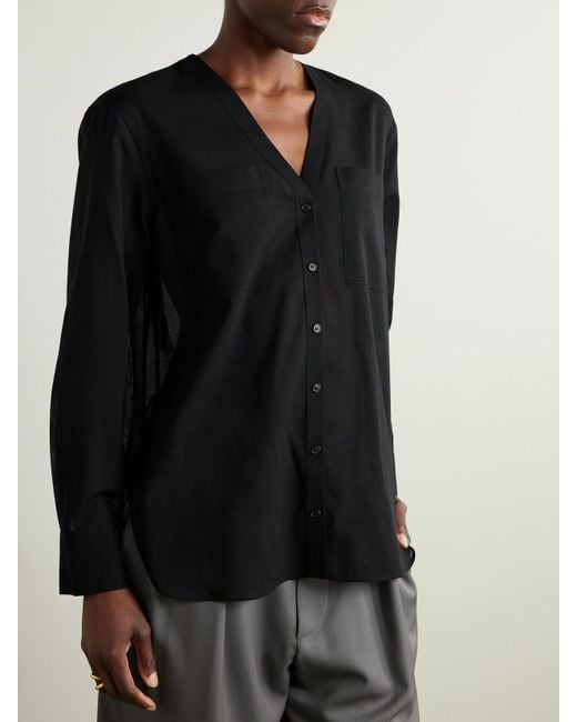 Theory Black Wool-Blend Blouse