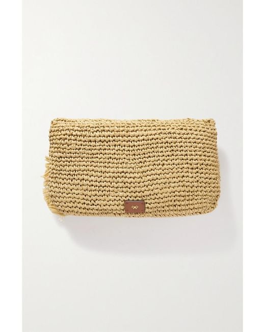 Anya Hindmarch Natural Bow Clutch Aus Raffiabast Mit Fransen