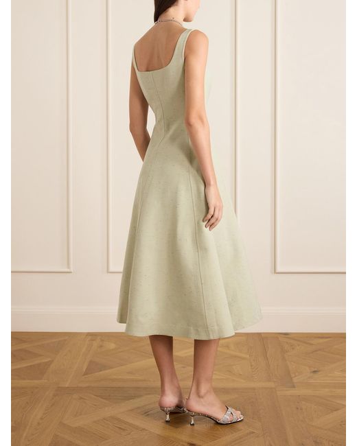 Altuzarra Natural Orrie Button-Embellished Cotton-Blend Midi Dress