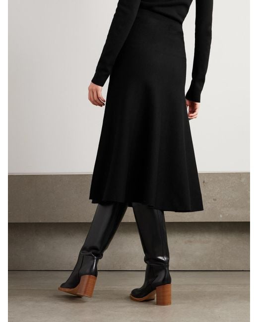 Gabriela Hearst Black Freddie Wool, Cashmere And Silk-Blend Midi Skirt