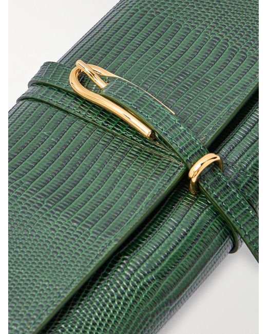 Liffner Green Clutch Aus Leder Mit Eidechseneffekt