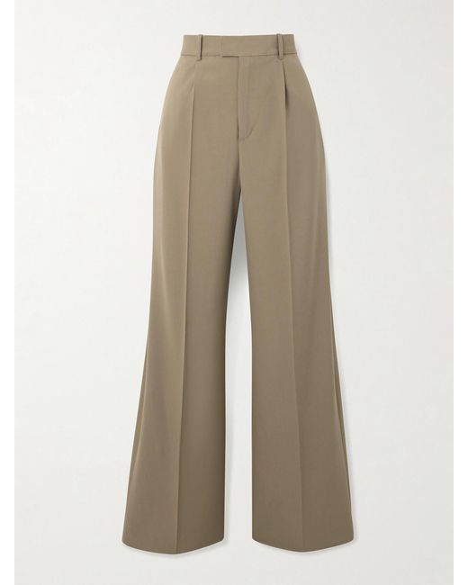 Rohe Natural Pleated Wool Wide-Leg Pants
