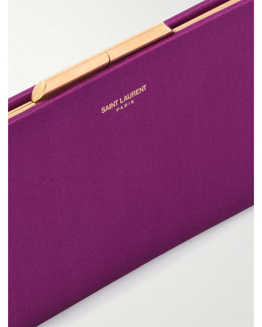 Saint Laurent Purple Midnight Small Satin Clutch
