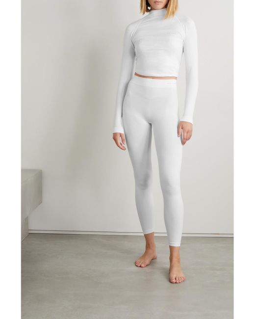 Falke White Stretch-Knit Leggings