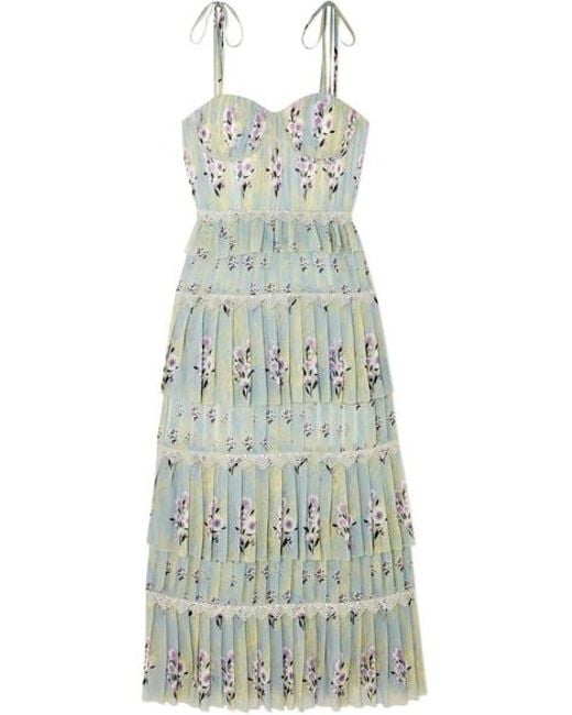 Tiered floral lace hotsell printed chiffon dress