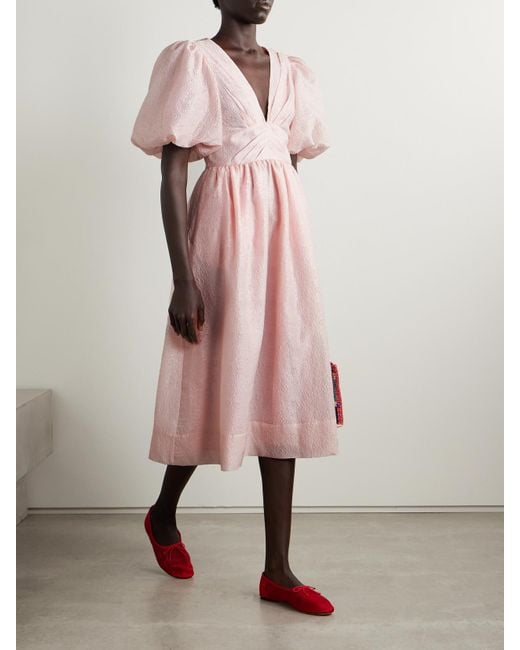 Sea Pink Florence Midikleid Aus Cloqué Mit Raffungen