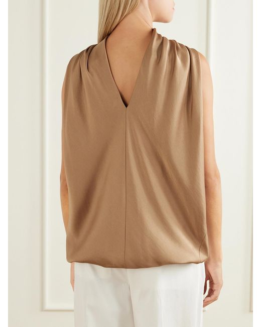 Jonathan Simkhai Natural Scarlett Gathered Satin Cape Top