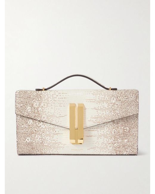 DeMellier London Natural The Vancouver Clutch Aus Leder Mit Eidechseneffekt