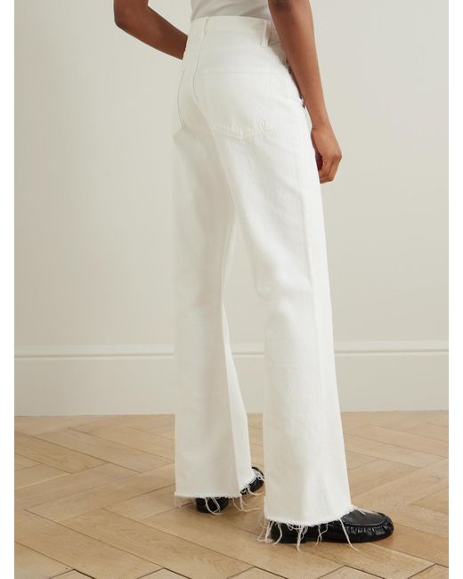 FRAME White The Lax Halbhohe Schlagjeans Mit Distressed-Details