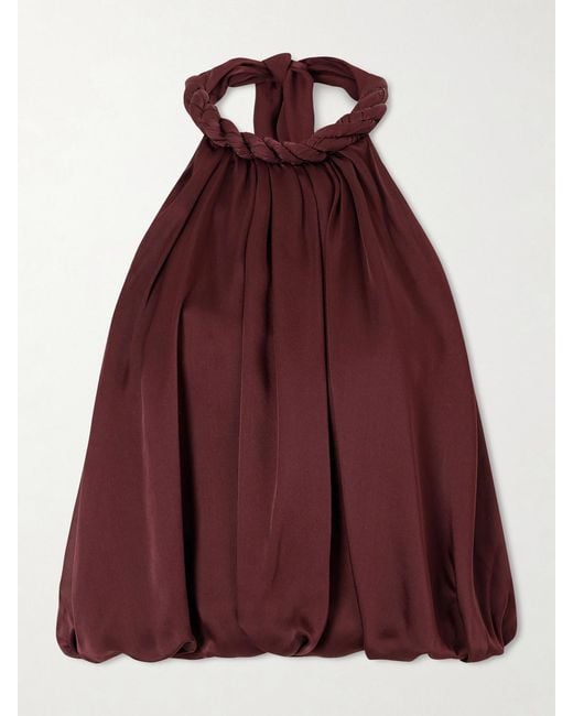 Zimmermann Red Luna Draped Silk Halterneck Top