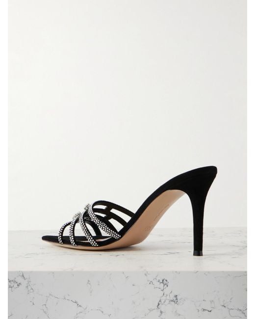 Gianvito Rossi Natural 85 Crystal-Embellished Suede Sandals