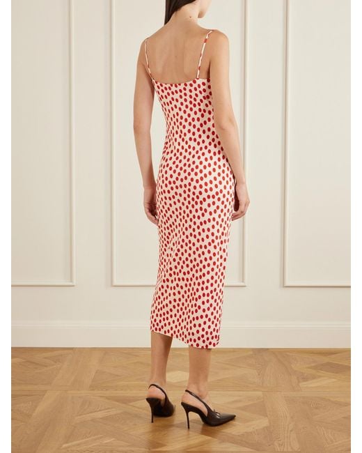 Alaïa White Polka-Dot Jersey Midi Dress
