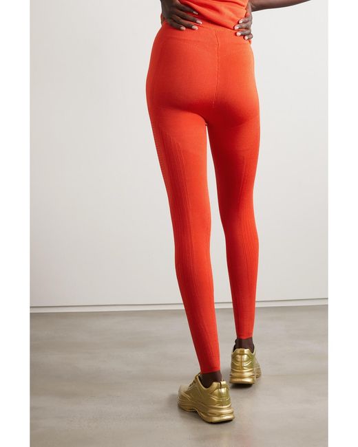 AZ FACTORY Red Mybody Paneled Stretch-Knit Leggings