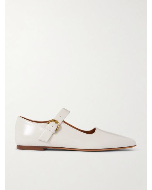 Emme Parsons Natural Tramonto Glossed-Leather Mary Jane Ballet Flats