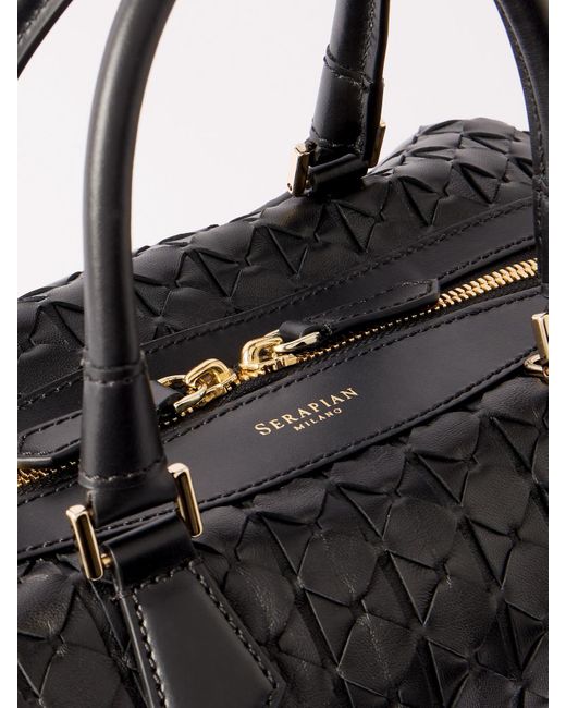 Serapian Black Ani Tote Aus Geflochtenem Leder