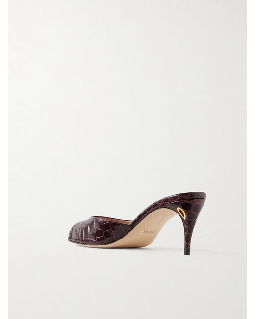 JENNIFER CHAMANDI Natural Guido 65 Croc-Effect Leather Sandals