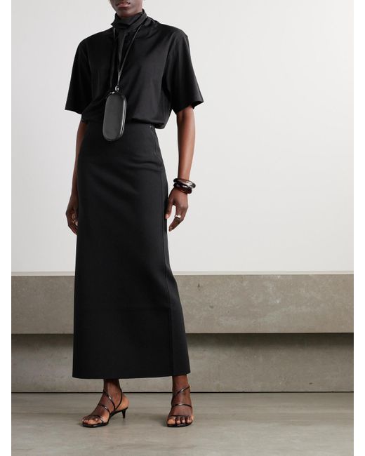 Tシャツ・カットソー Lemaire High Neck Tie Detail T-Shirt Lemaire Tie-Detailed Cotton-Jersey T-Shirt in Black | Lyst